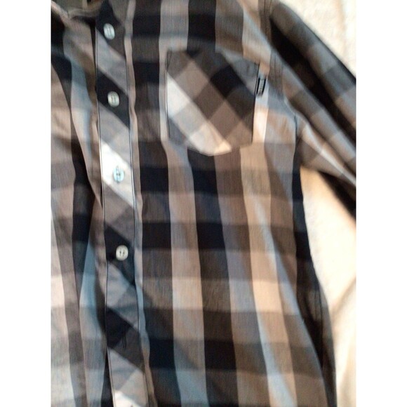 Zoo York Button Up Black White Plaid Checkered Small Long Sleeve Shirt - Picture 8 of 16